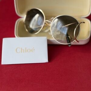 Chloe Gold Frame Sunglasses with Black Accents